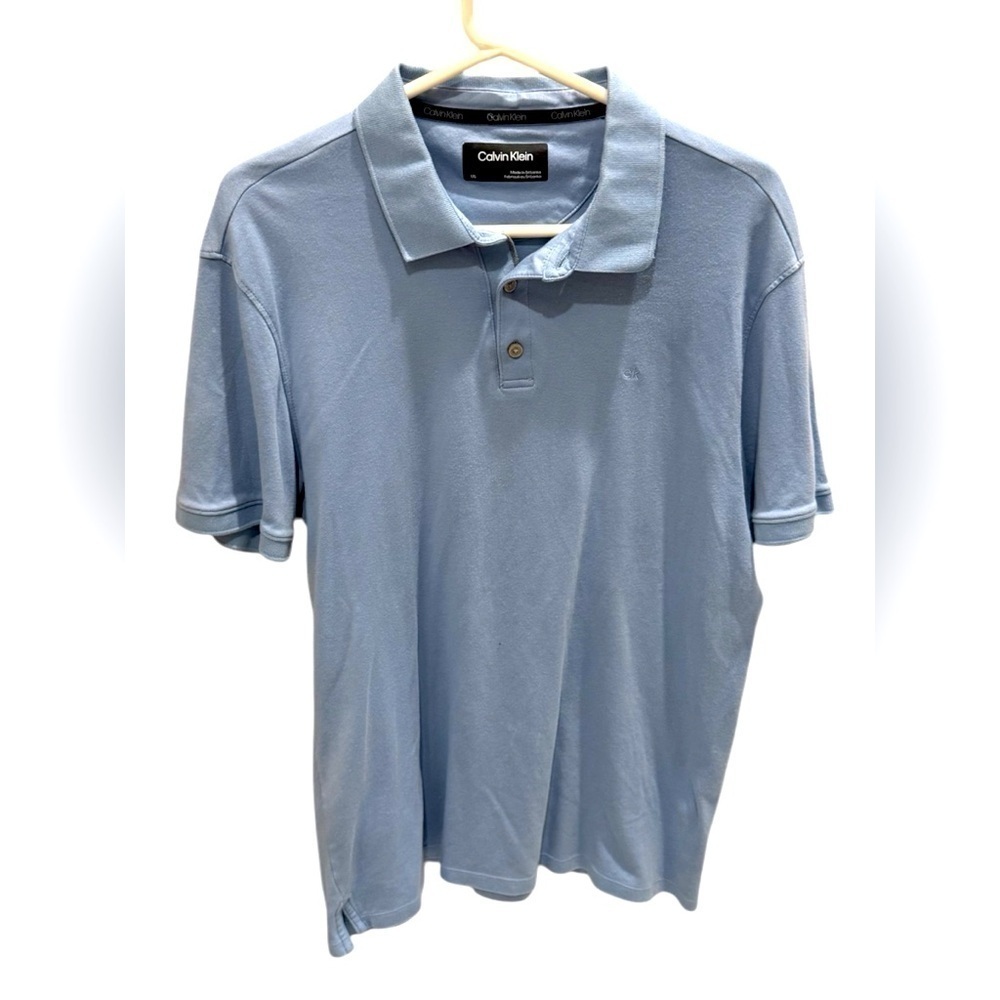 Calvin Klein Men's Blue Polo Shirt Soft Style Size Large